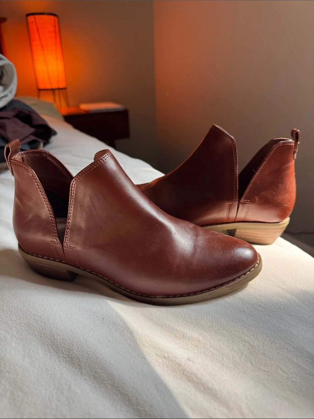 Women’s Brown Leather Slip-On Ankle Shoes - Size 6.5